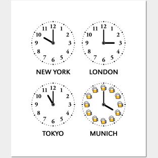 New York – London – Tokyo – Munich (Beer Time) Posters and Art